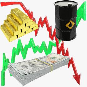 Gold and Money and Oil Barrel Collection V4 3D model